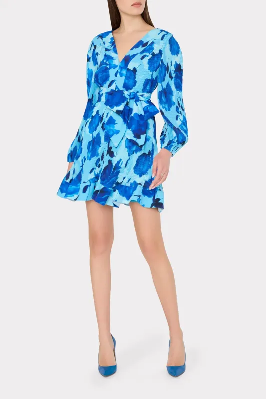 Liv Blurred Blossom Pleated Dress made by Milly