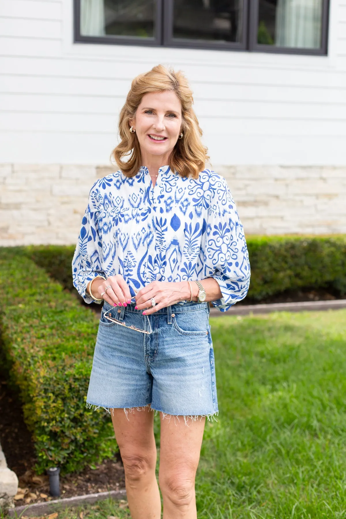 Printed 3/4 Sleeve Top sold by French Cuff