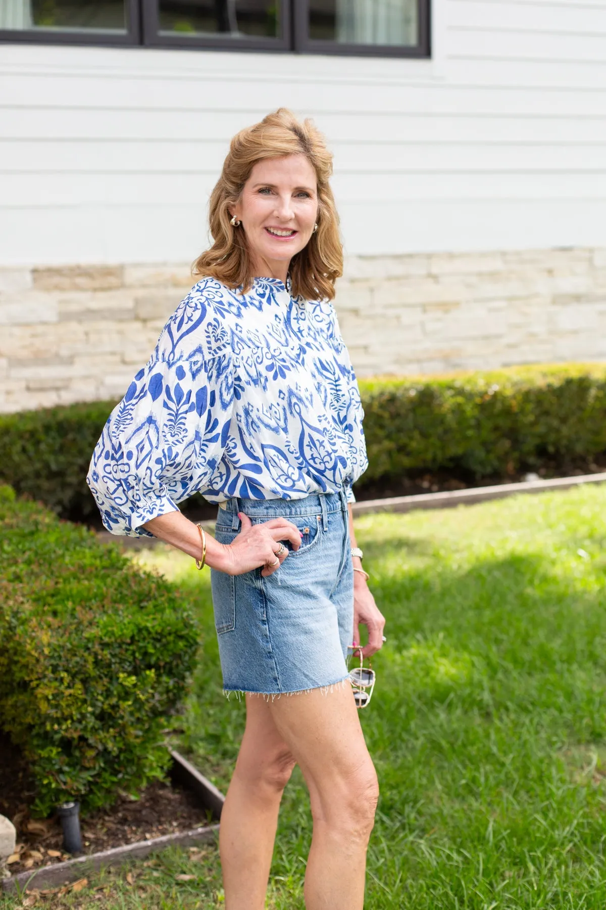 Printed 3/4 Sleeve Top sold by French Cuff product image thumbnail 3