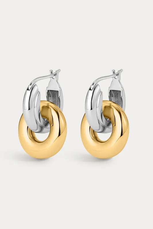 Two-Tone Chain Link Huggies sold by French Cuff