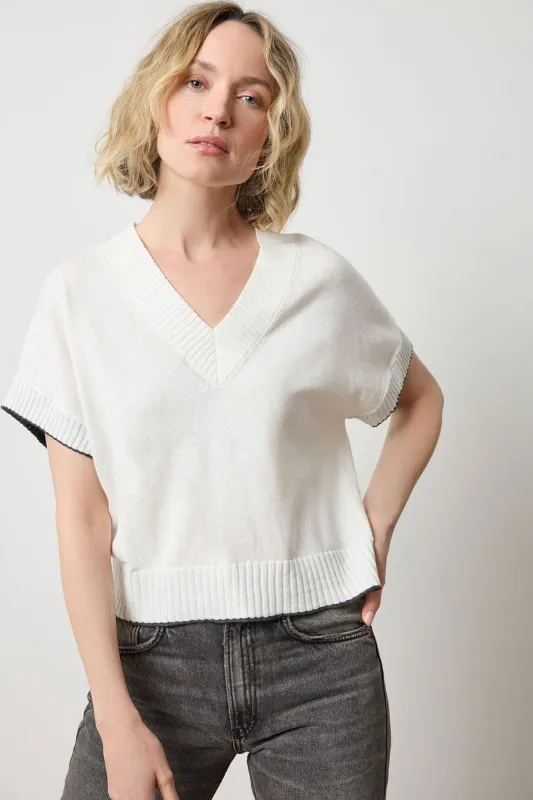 Short Sleeve V-Neck Pullover Sweater sold by French Cuff