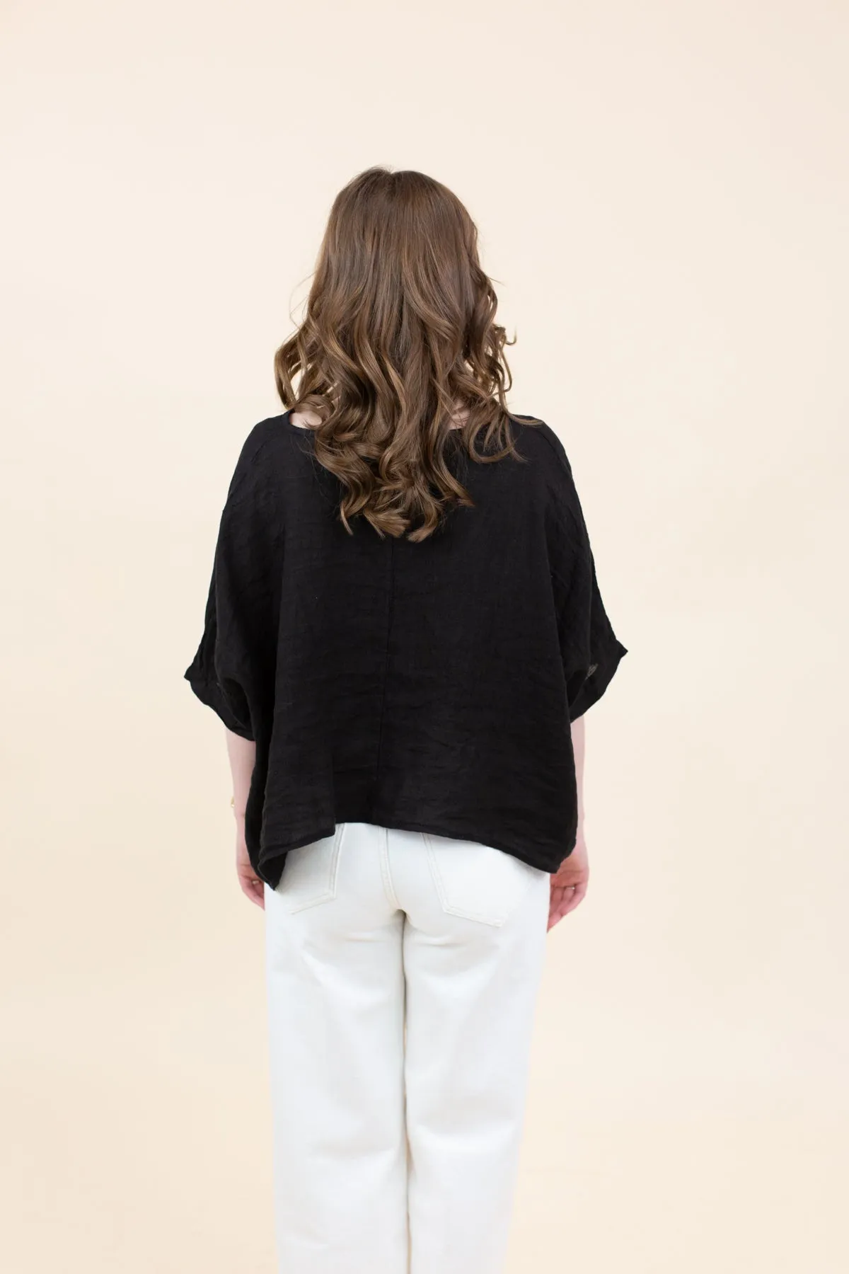 V-Neck Linen Dolman Sleeve Crop Top sold by French Cuff product image thumbnail 4