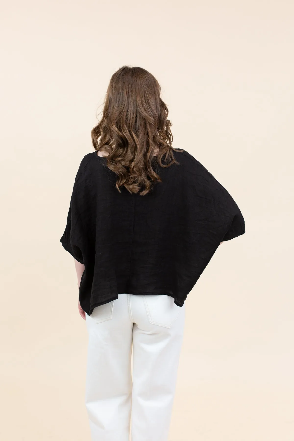 V-Neck Linen Dolman Sleeve Crop Top sold by French Cuff product image thumbnail 5