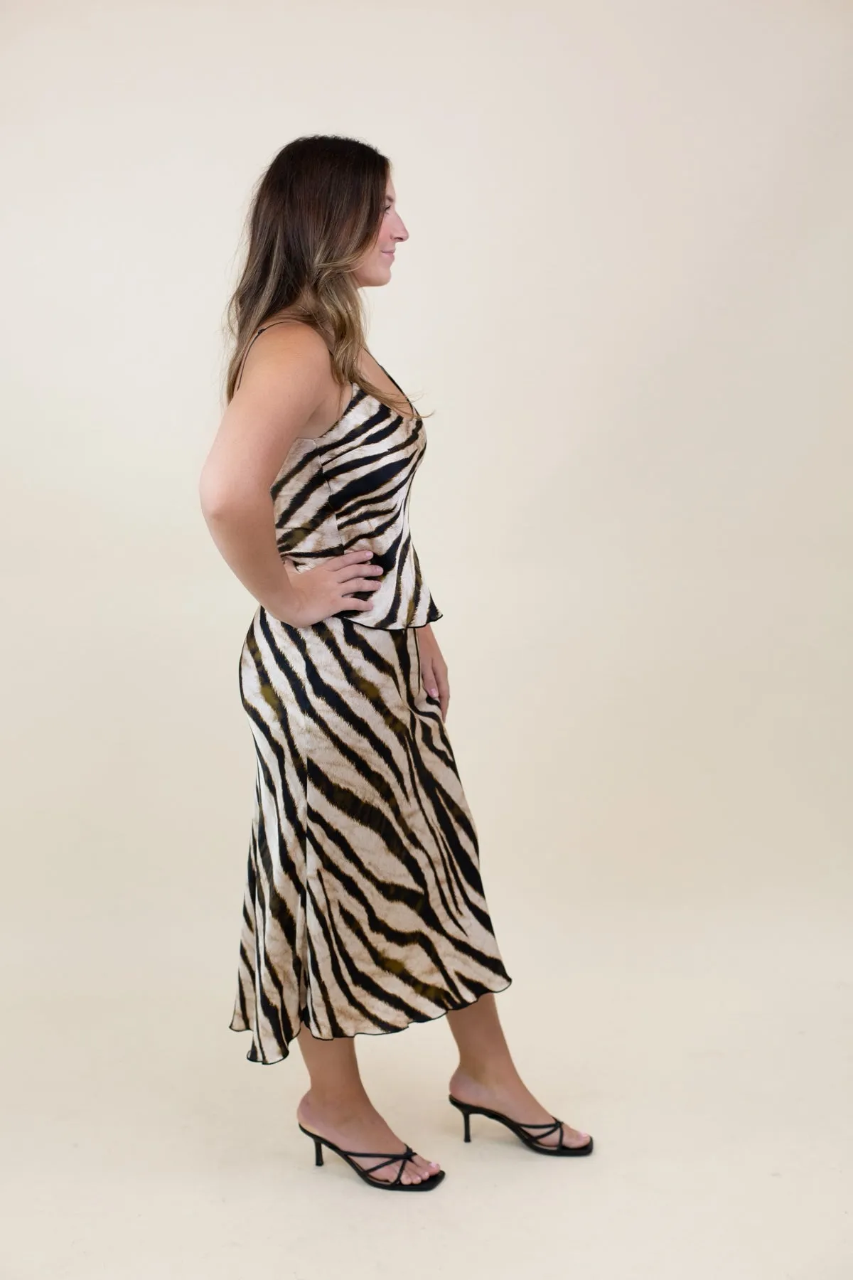 Tiger Print Silky Midi Skirt sold by French Cuff product image thumbnail 3