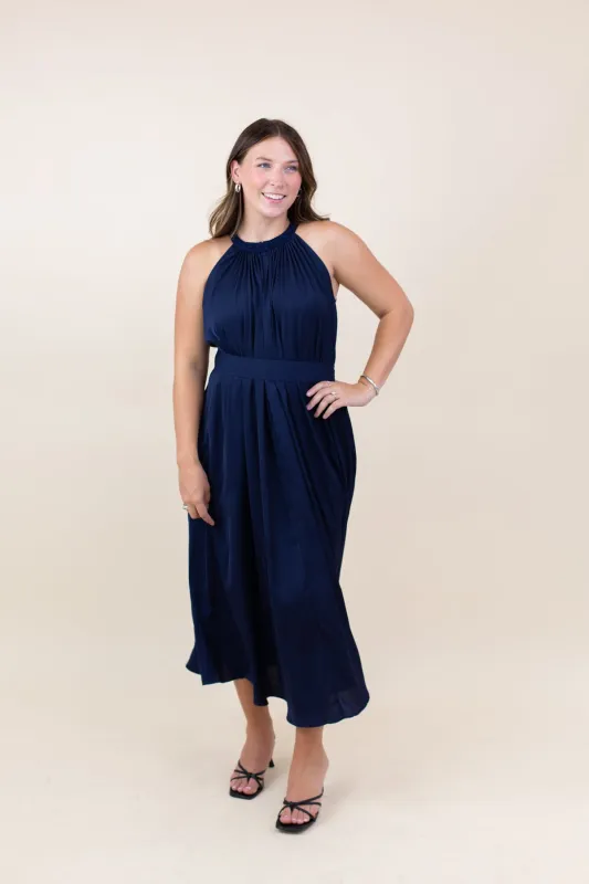 Satin Halter Midi Dress sold by French Cuff