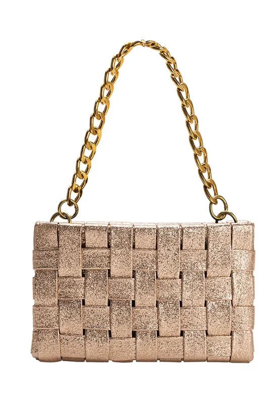 Mimie Champagne Metallic Recycled Vegan Crossbody Bag sold by French Cuff