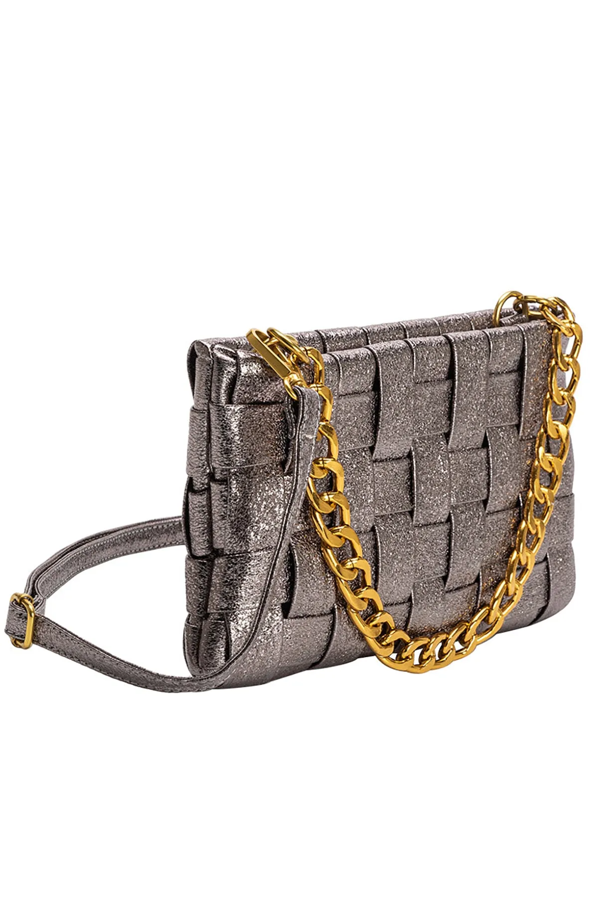 Mimie Pewter Metallic Recycled Vegan Crossbody Bag sold by French Cuff product image thumbnail 2