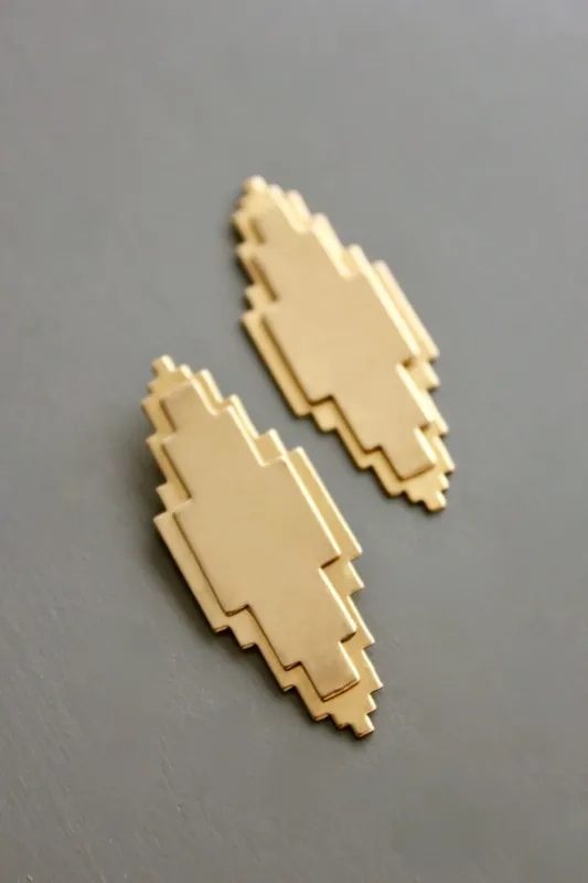 Geometric Brass Post Earrings sold by French Cuff