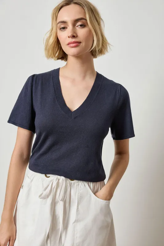 Short Sleeve V-neck Sweater sold by French Cuff