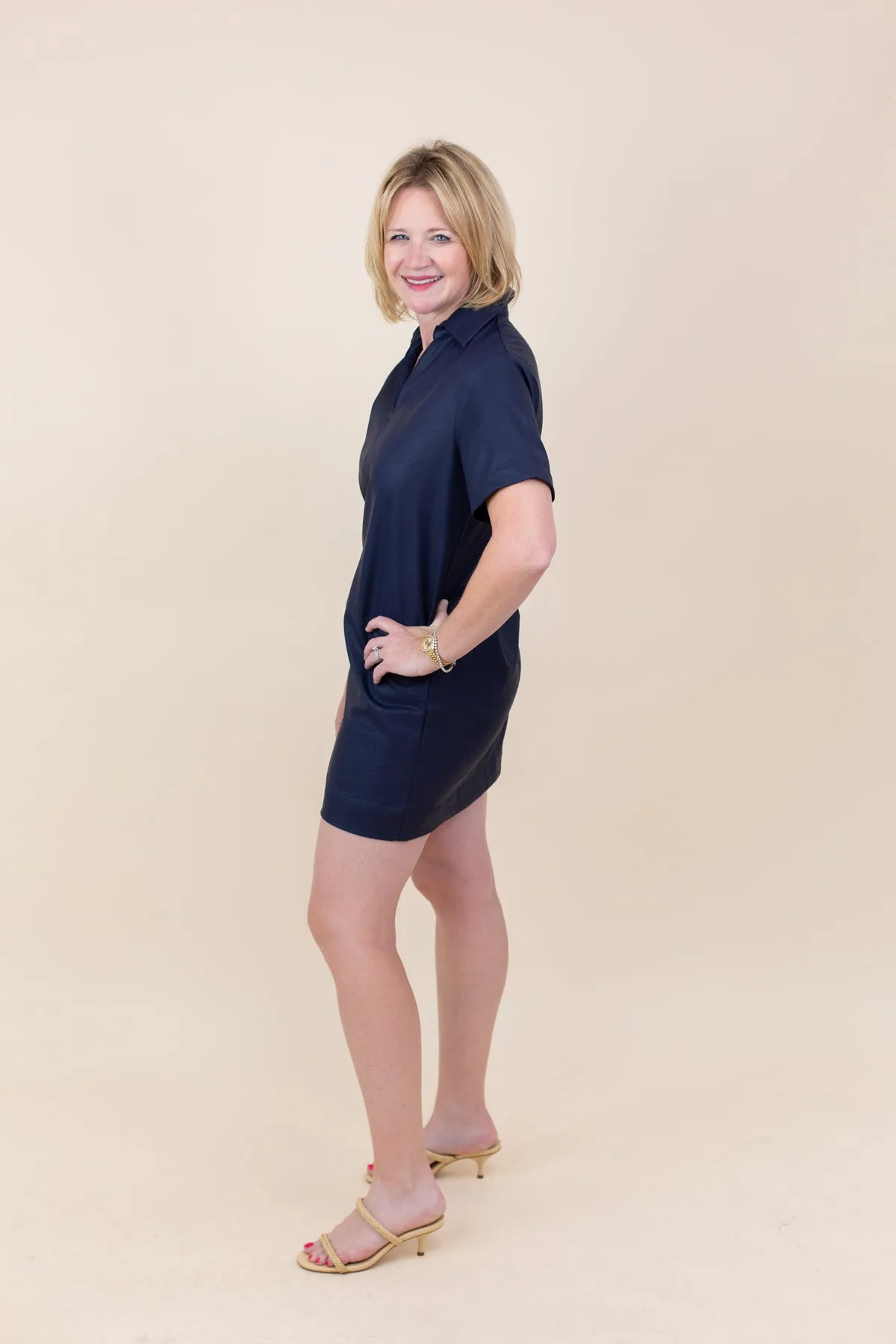 Faux Leather Short Sleeve Dress sold by French Cuff product image thumbnail 2