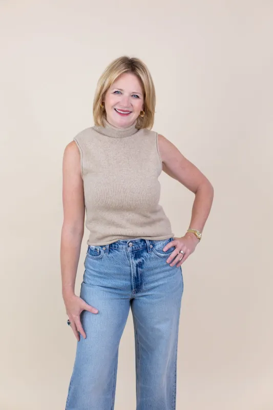 The Stevie Sleeveless Roll Neck Sweater sold by French Cuff