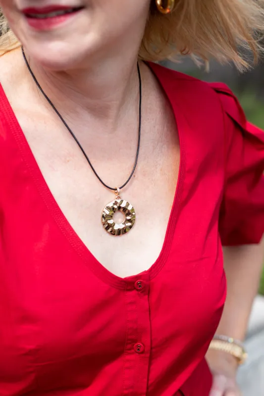 Statement Hammered Circle Necklace sold by French Cuff