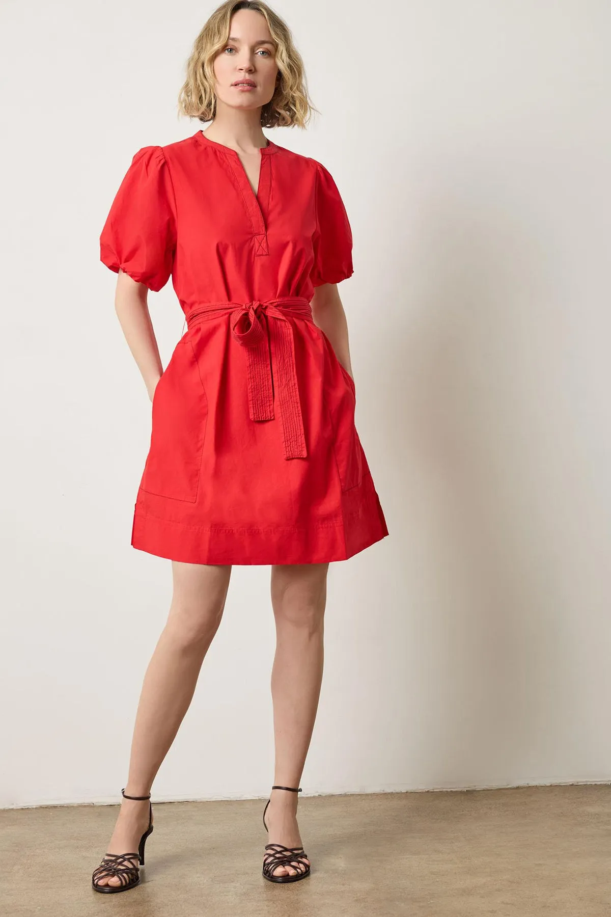 Shirred Sleeve Split Neck Dress sold by French Cuff