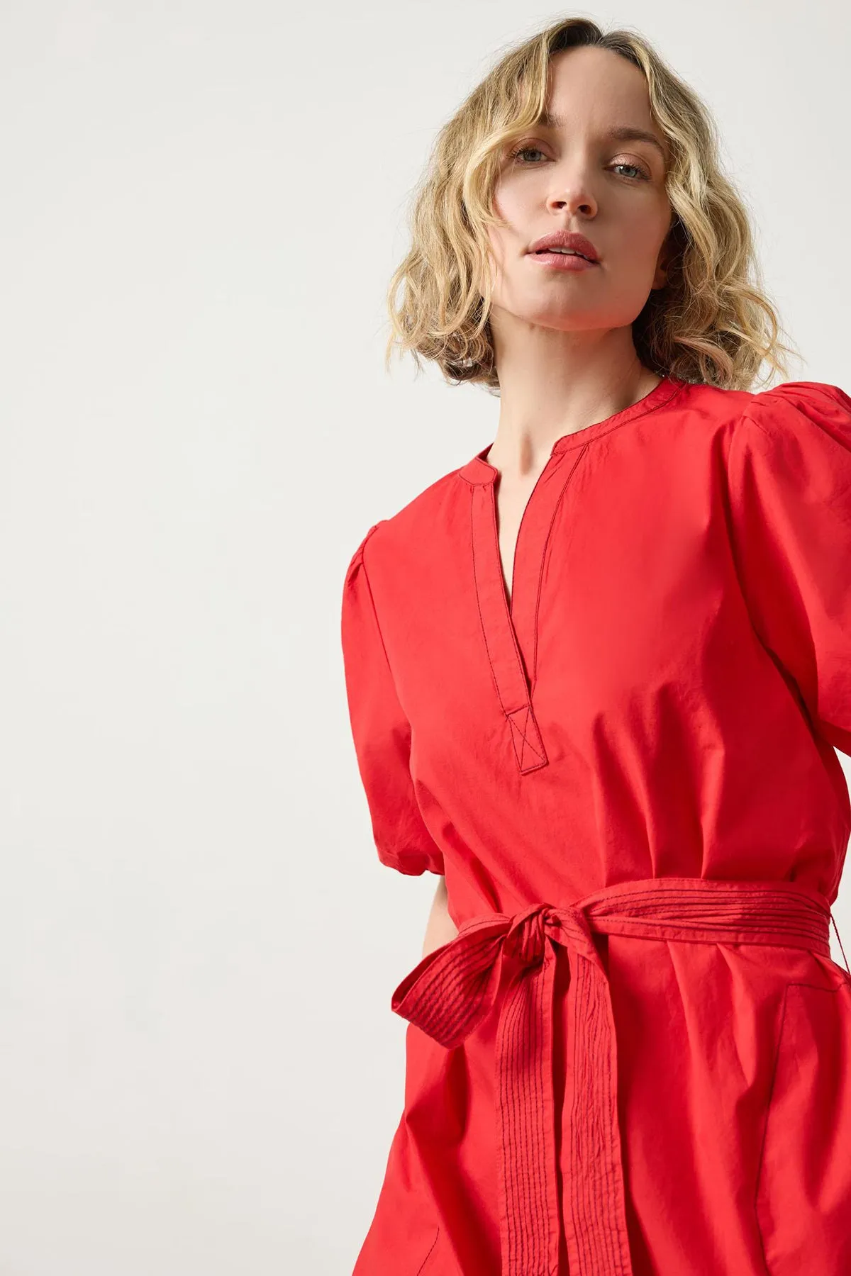 Shirred Sleeve Split Neck Dress sold by French Cuff product image thumbnail 3