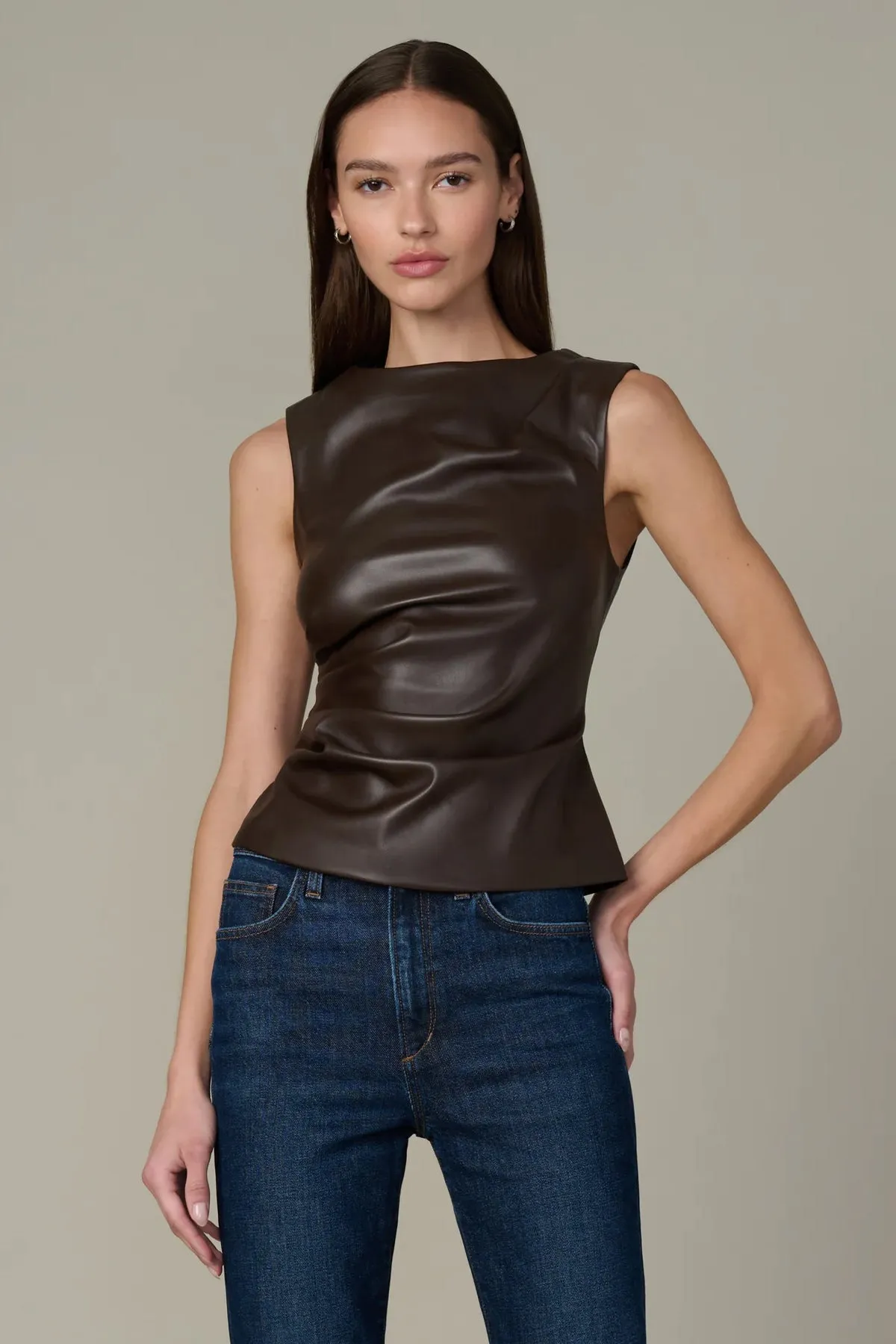 The Meg Vegan Leather Top sold by French Cuff
