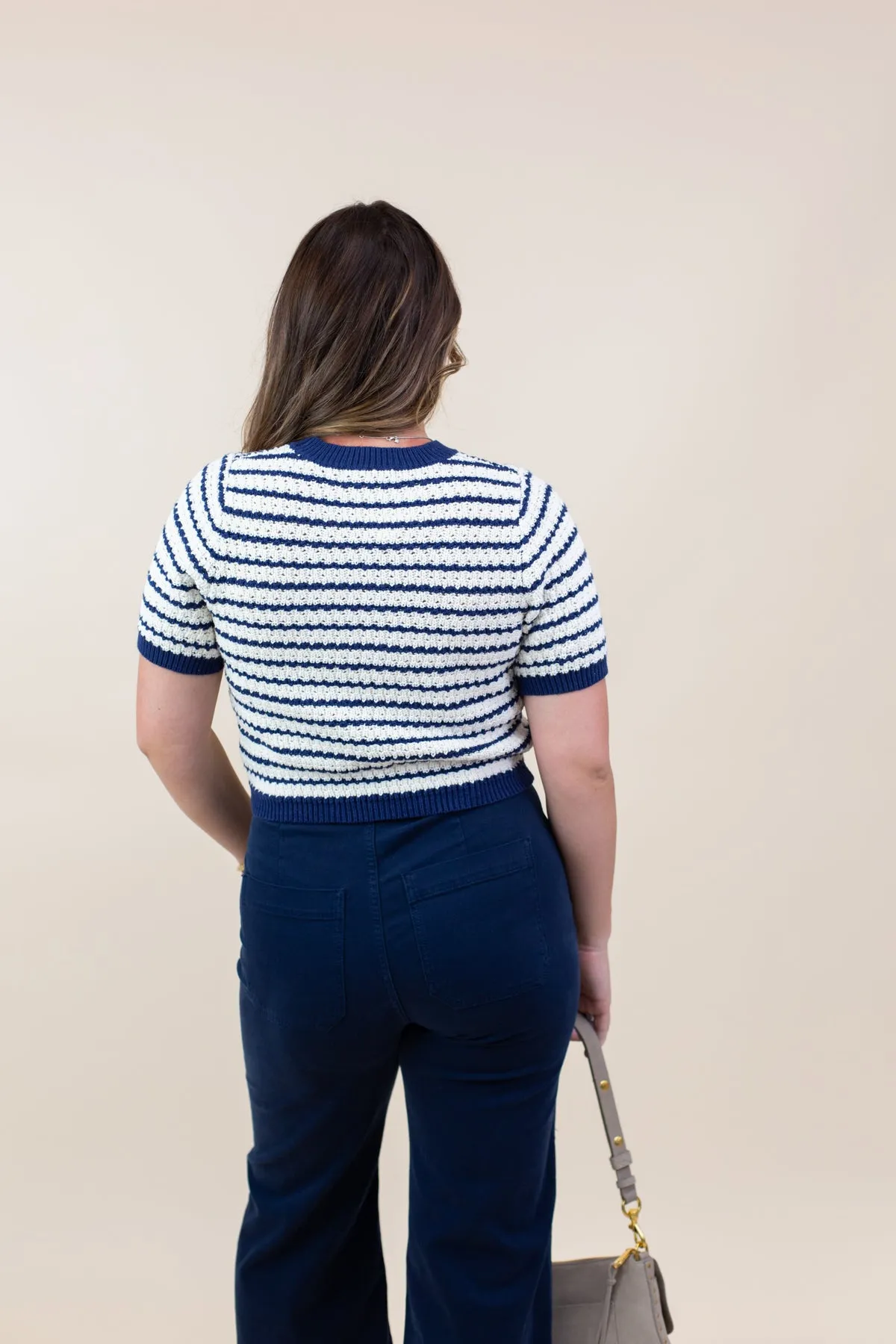 Stripe Textured Short Sleeve Sweater sold by French Cuff product image thumbnail 3