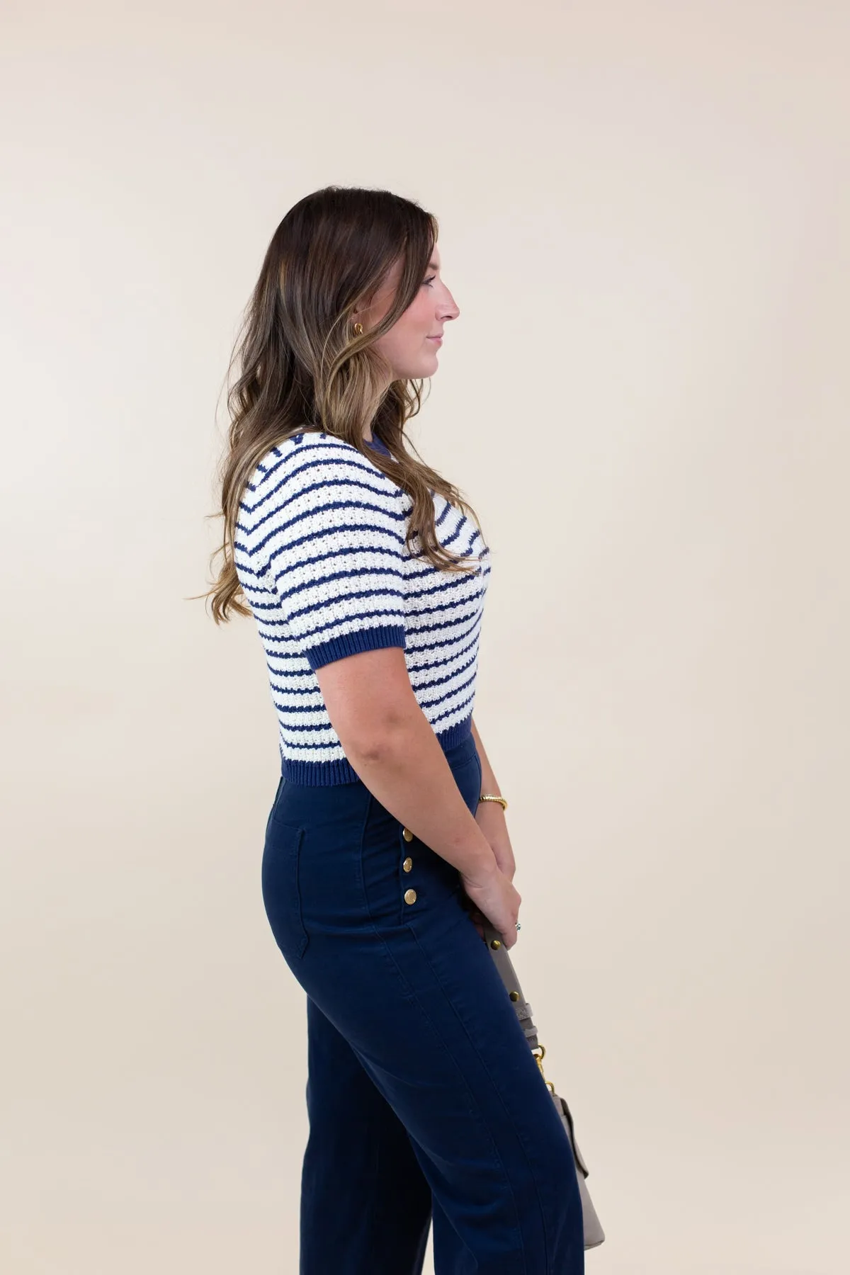 Stripe Textured Short Sleeve Sweater sold by French Cuff product image thumbnail 2