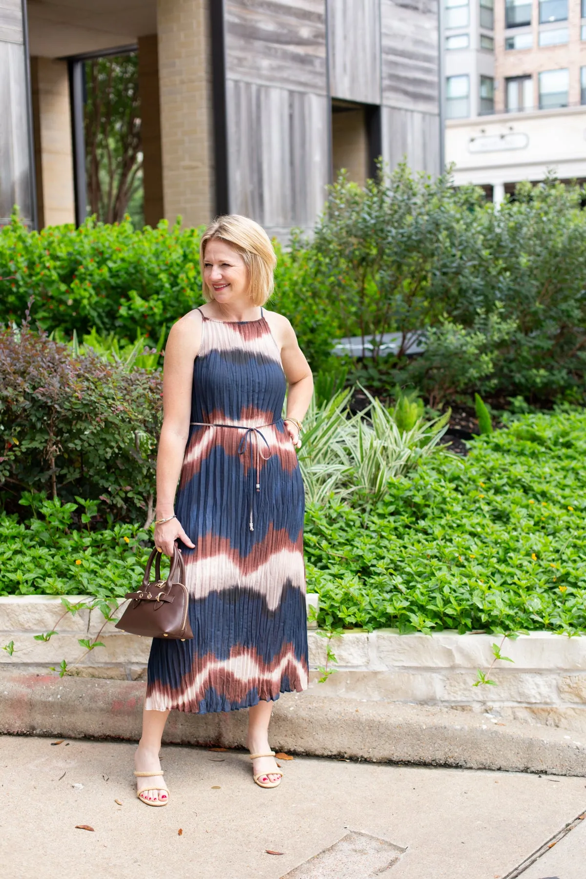 Pleated Midi Dress with Side Slits sold by French Cuff