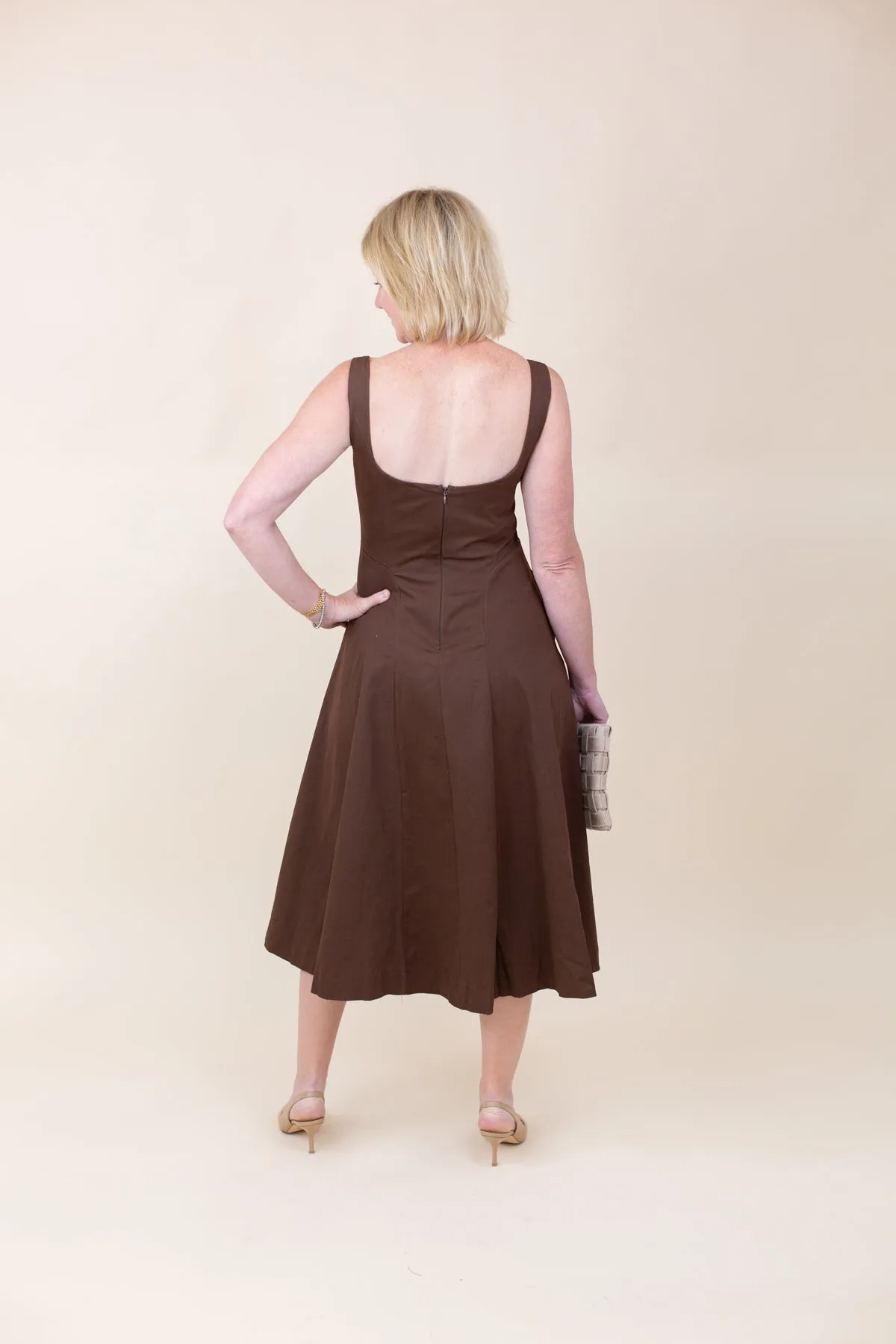 Structured Square-neck Flare Midi Dress sold by French Cuff product image thumbnail 3