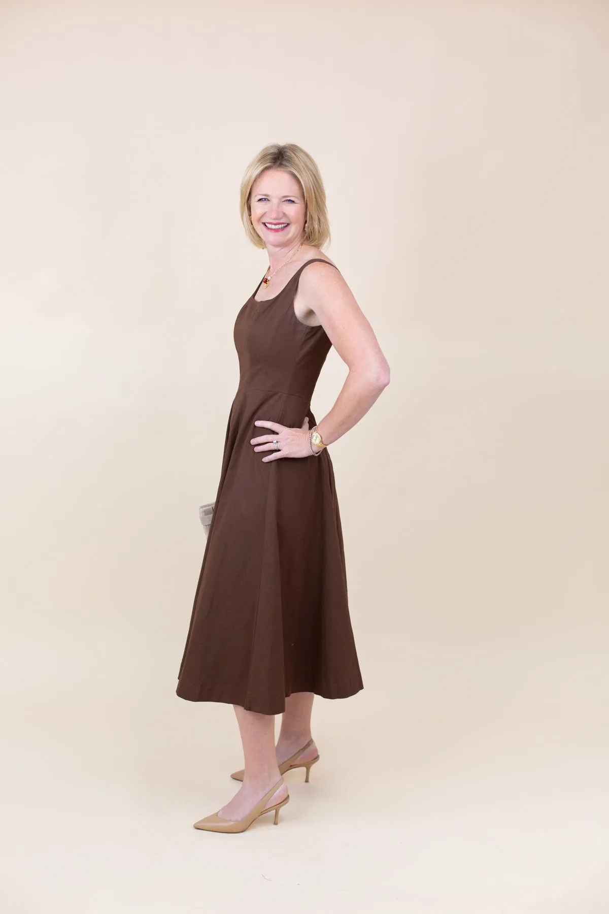 Structured Square-neck Flare Midi Dress sold by French Cuff product image thumbnail 2