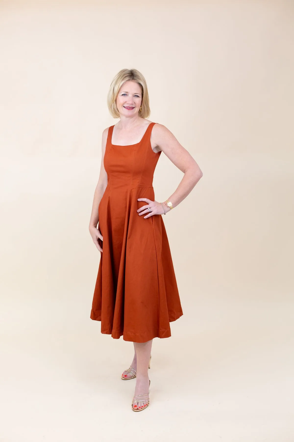 Structured Square-neck Flare Midi Dress sold by French Cuff product image thumbnail 4