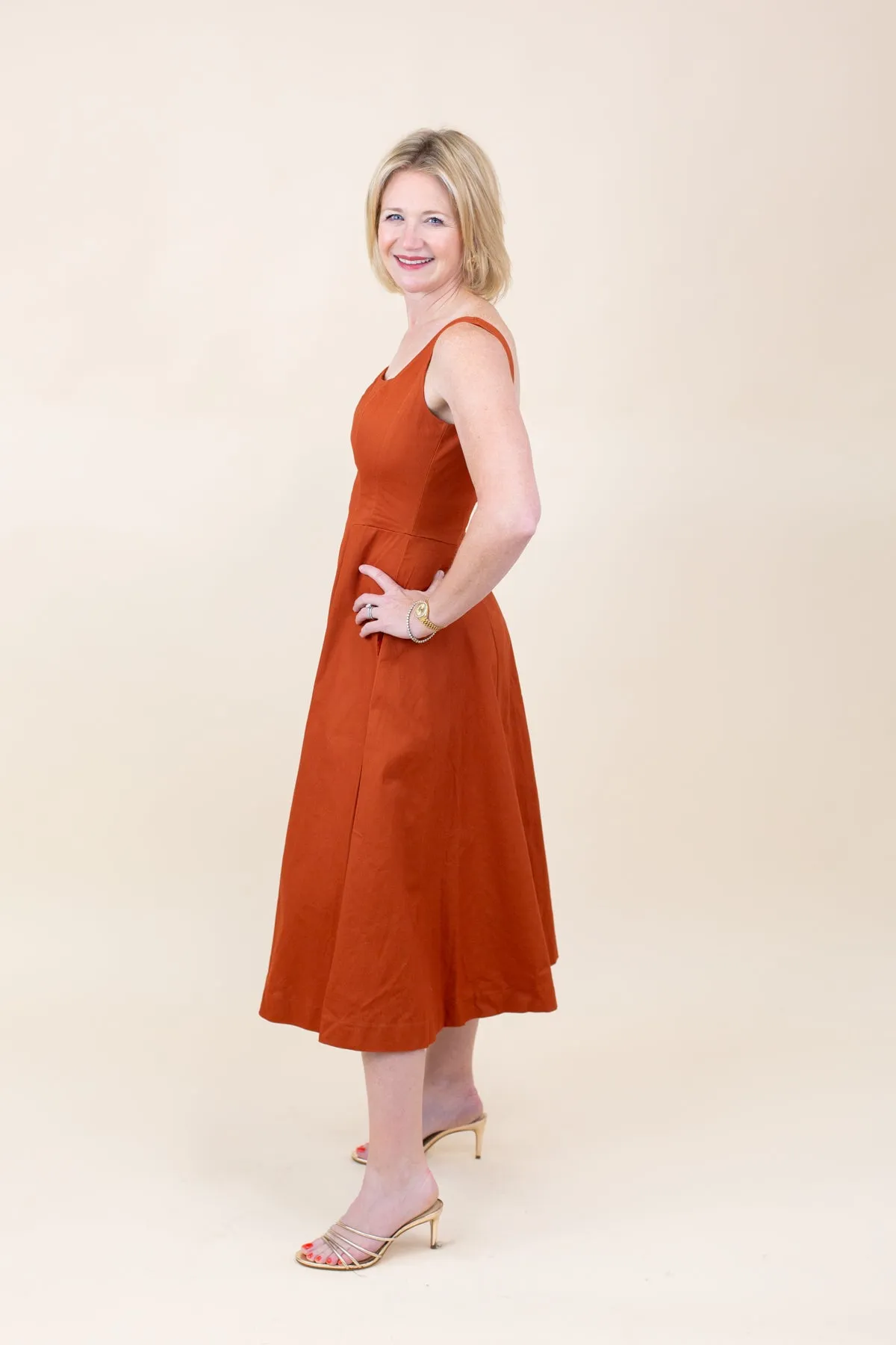 Structured Square-neck Flare Midi Dress sold by French Cuff product image thumbnail 2