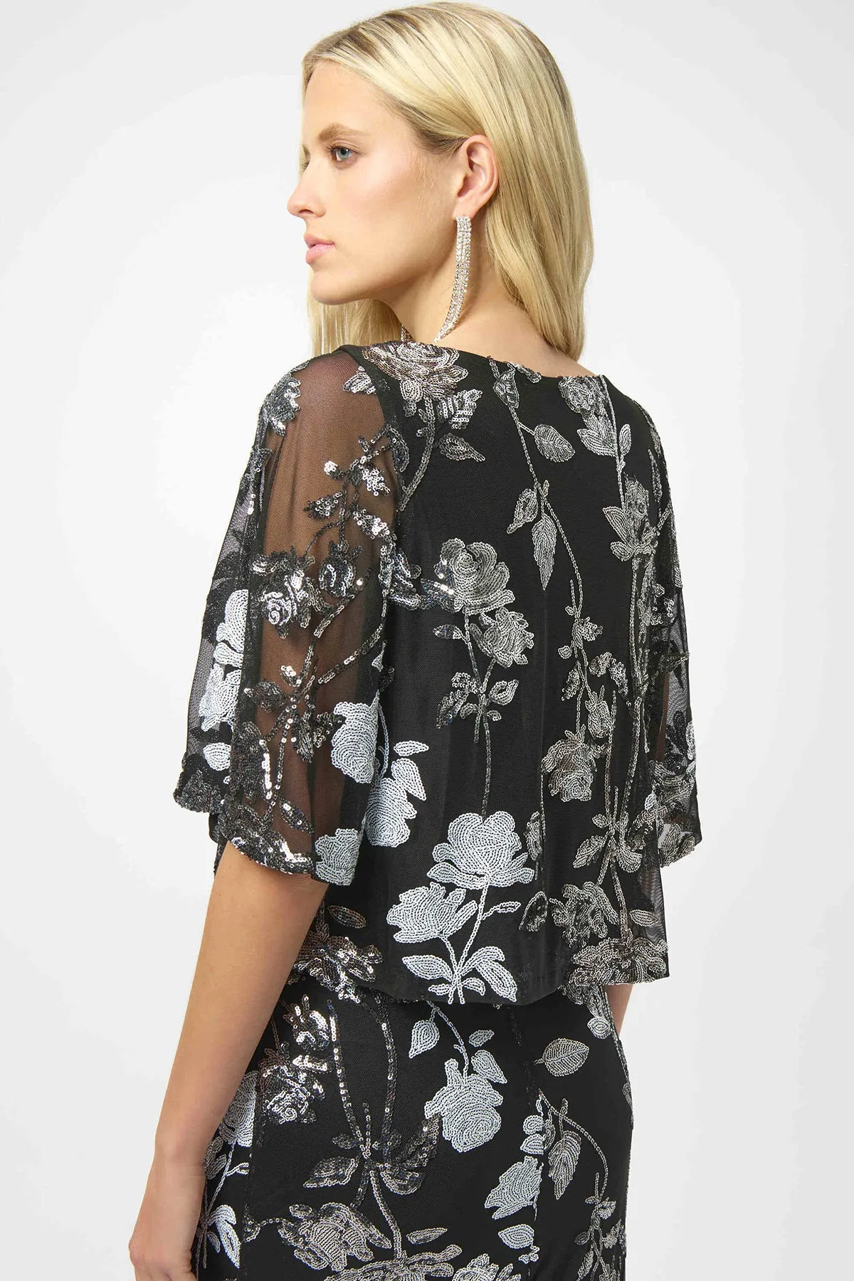 Sequin Embroidered Floral Print Boxy Top sold by French Cuff product image thumbnail 4