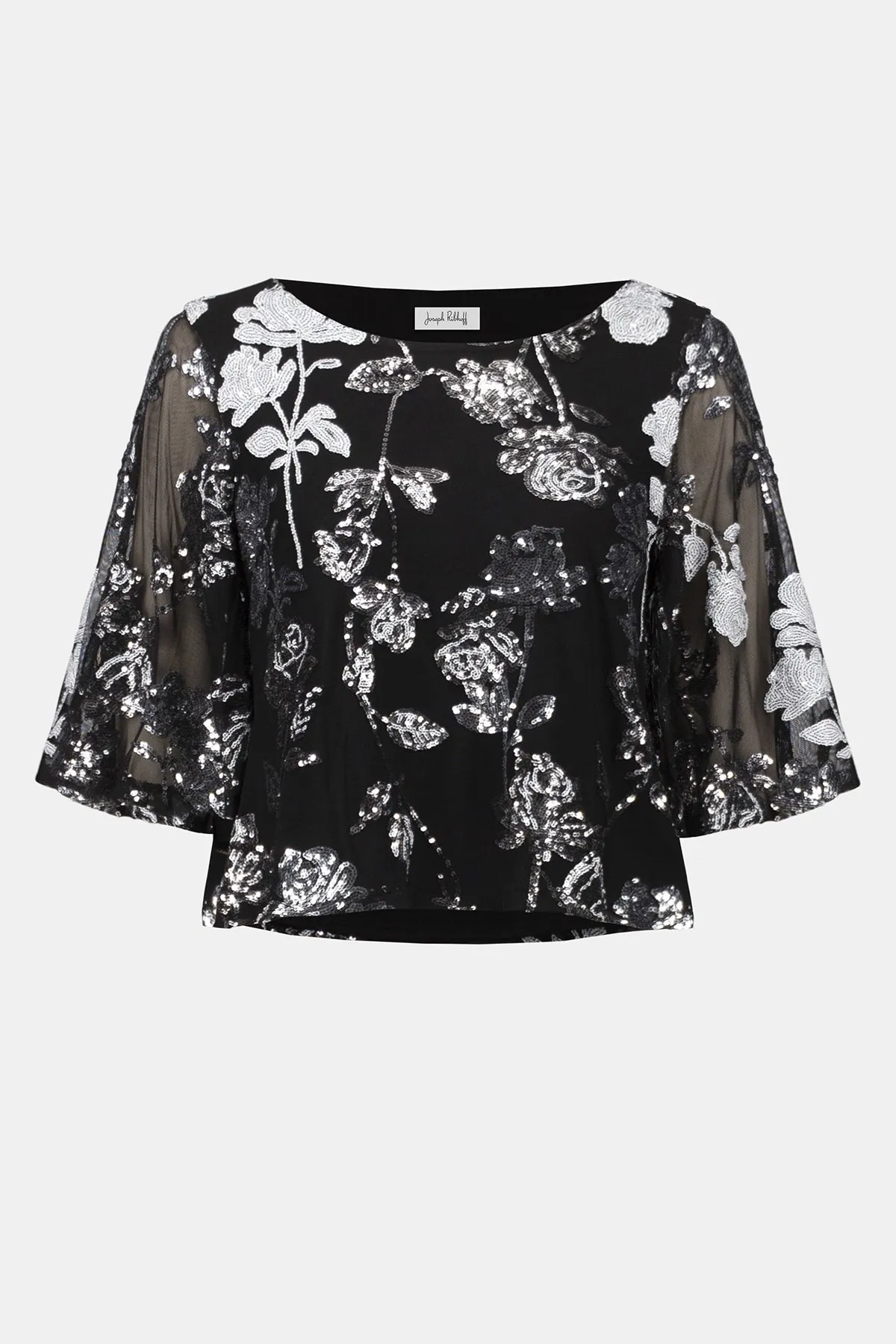 Sequin Embroidered Floral Print Boxy Top sold by French Cuff product image thumbnail 5