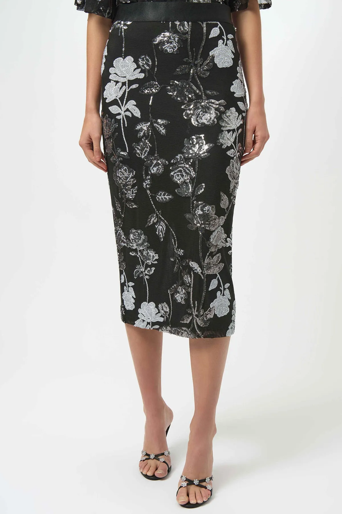 Sequin Embroidered Floral Print Pencil Skirt sold by French Cuff product image thumbnail 2
