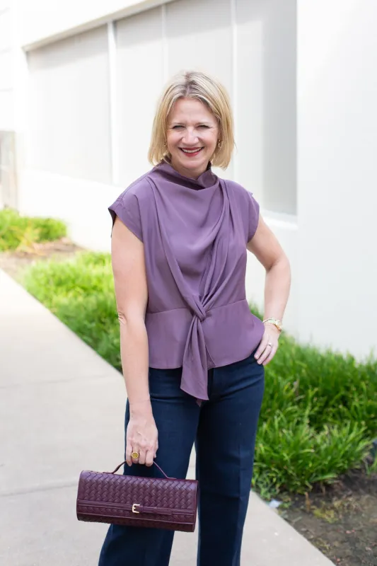 Drape Neck Top sold by French Cuff