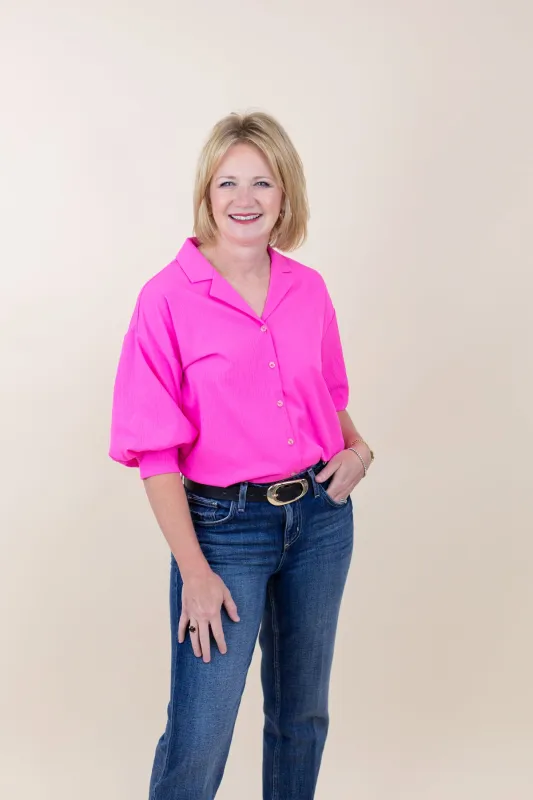 Button Down 3/4 Sleeve Top sold by French Cuff