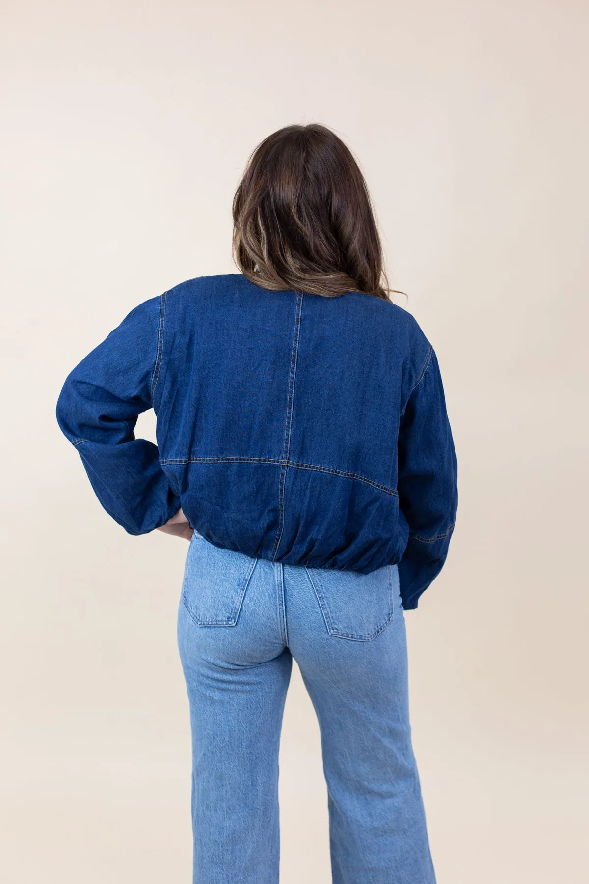 Denim Zip-up Bomber Jacket sold by French Cuff product image thumbnail 3