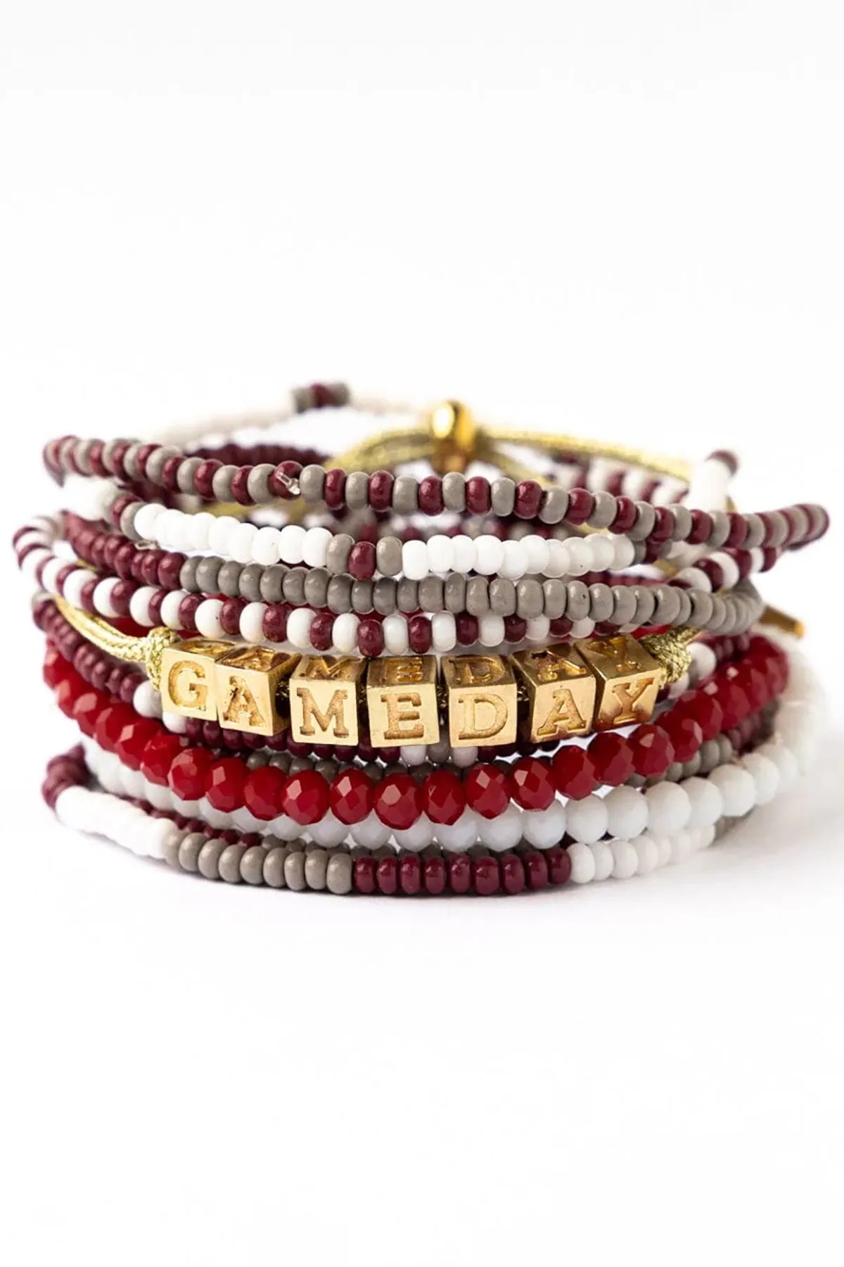 Game Day 11-Strand Bracelet Set Maroon + White sold by French Cuff