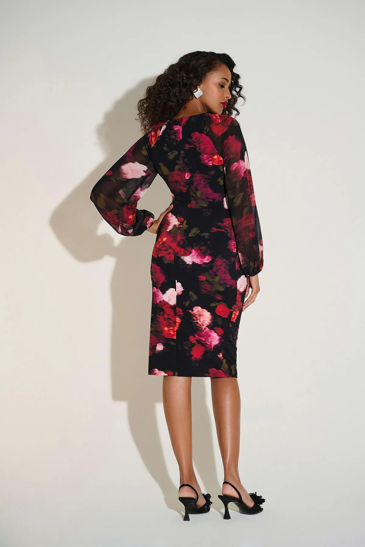 Silky Knit & Chiffon Floral Sheath Dress sold by French Cuff product image thumbnail 4