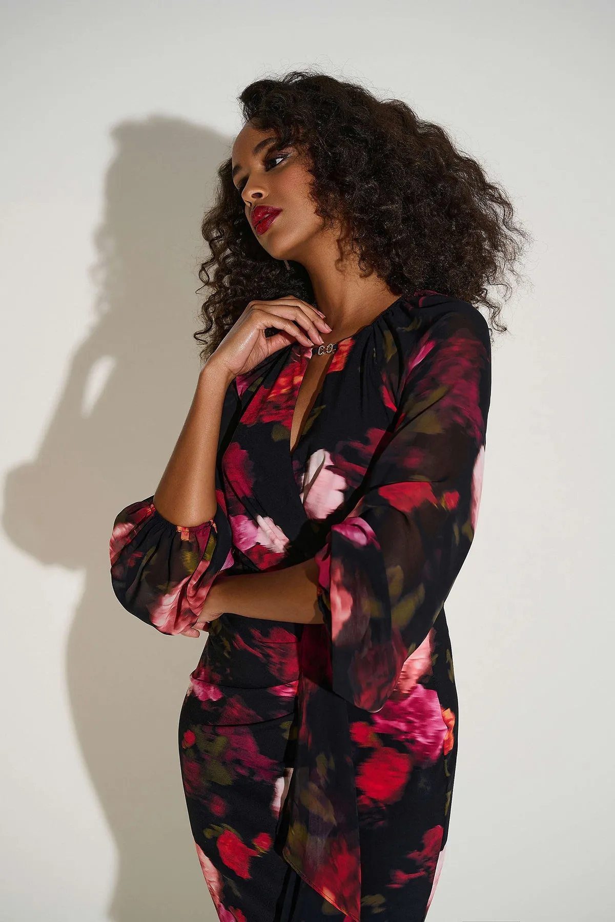 Silky Knit & Chiffon Floral Sheath Dress sold by French Cuff product image thumbnail 3