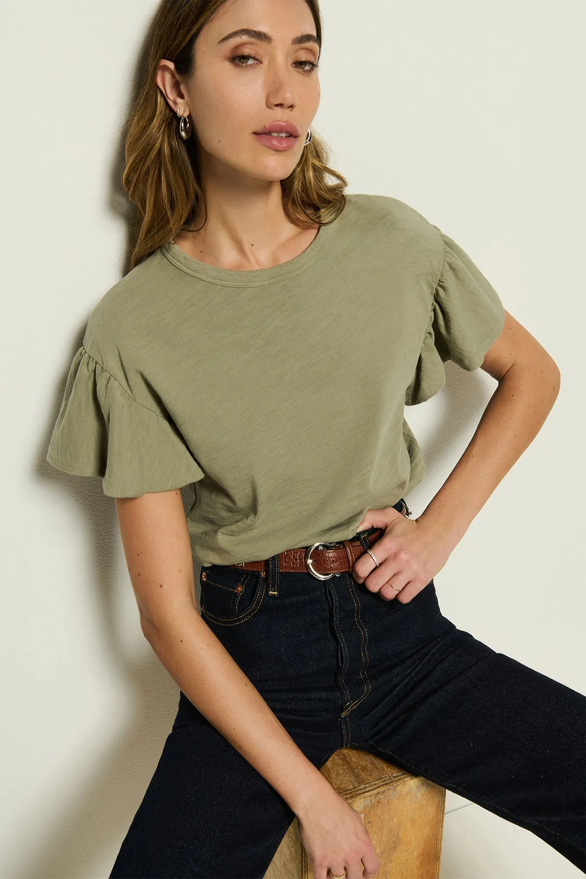 Camille Ruffle Sleeve Top sold by French Cuff