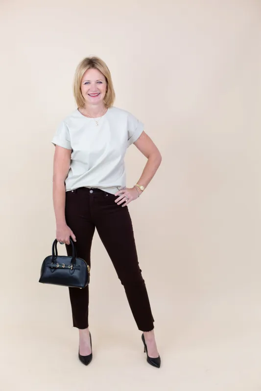 Faux Leather Cap Sleeve Top sold by French Cuff