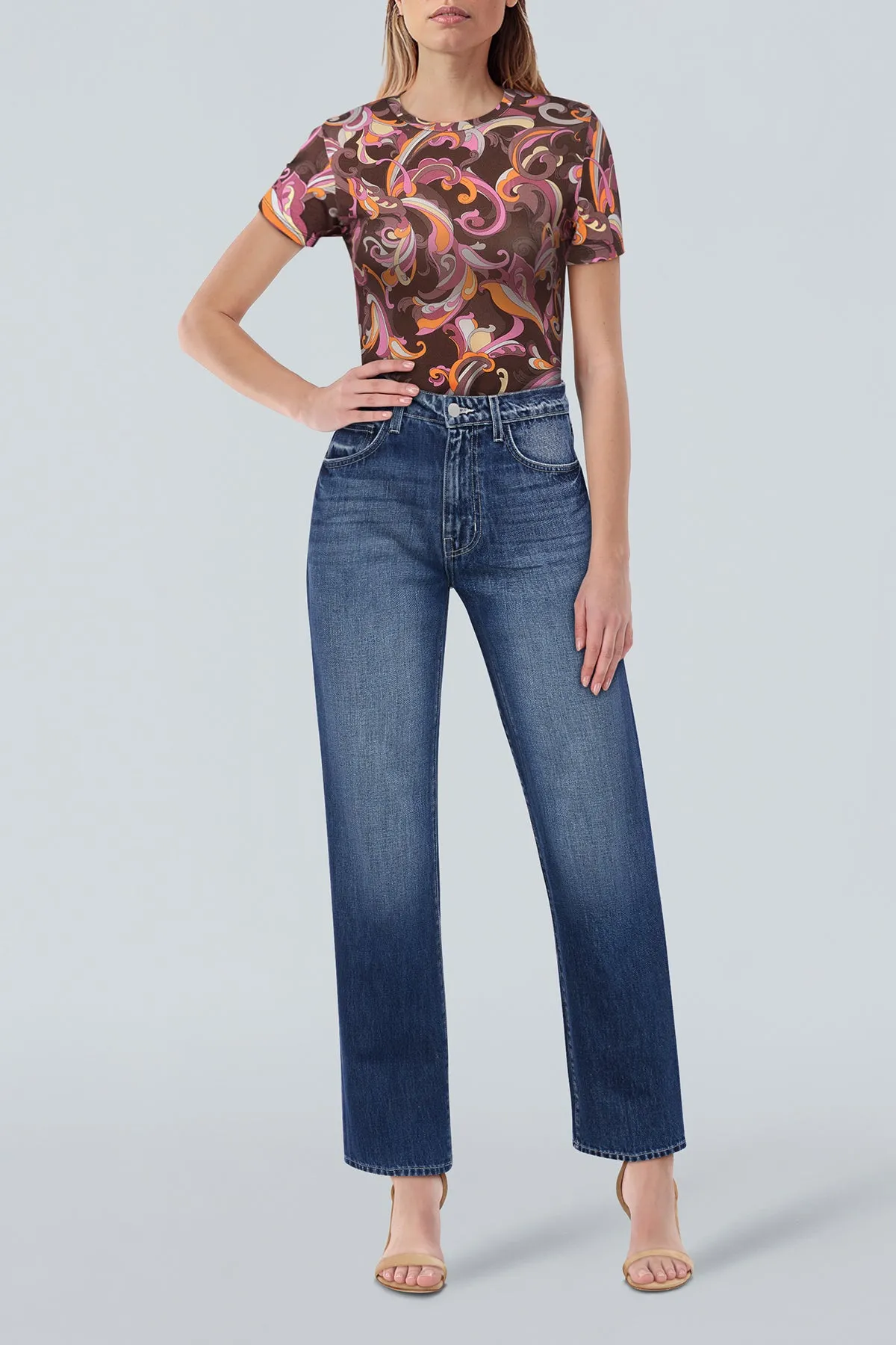 Ressi Short Sleeve Crew Abstract Paisley sold by French Cuff