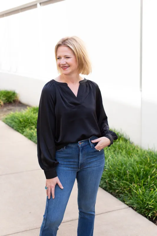 V-neck Woven Blouse Top sold by French Cuff