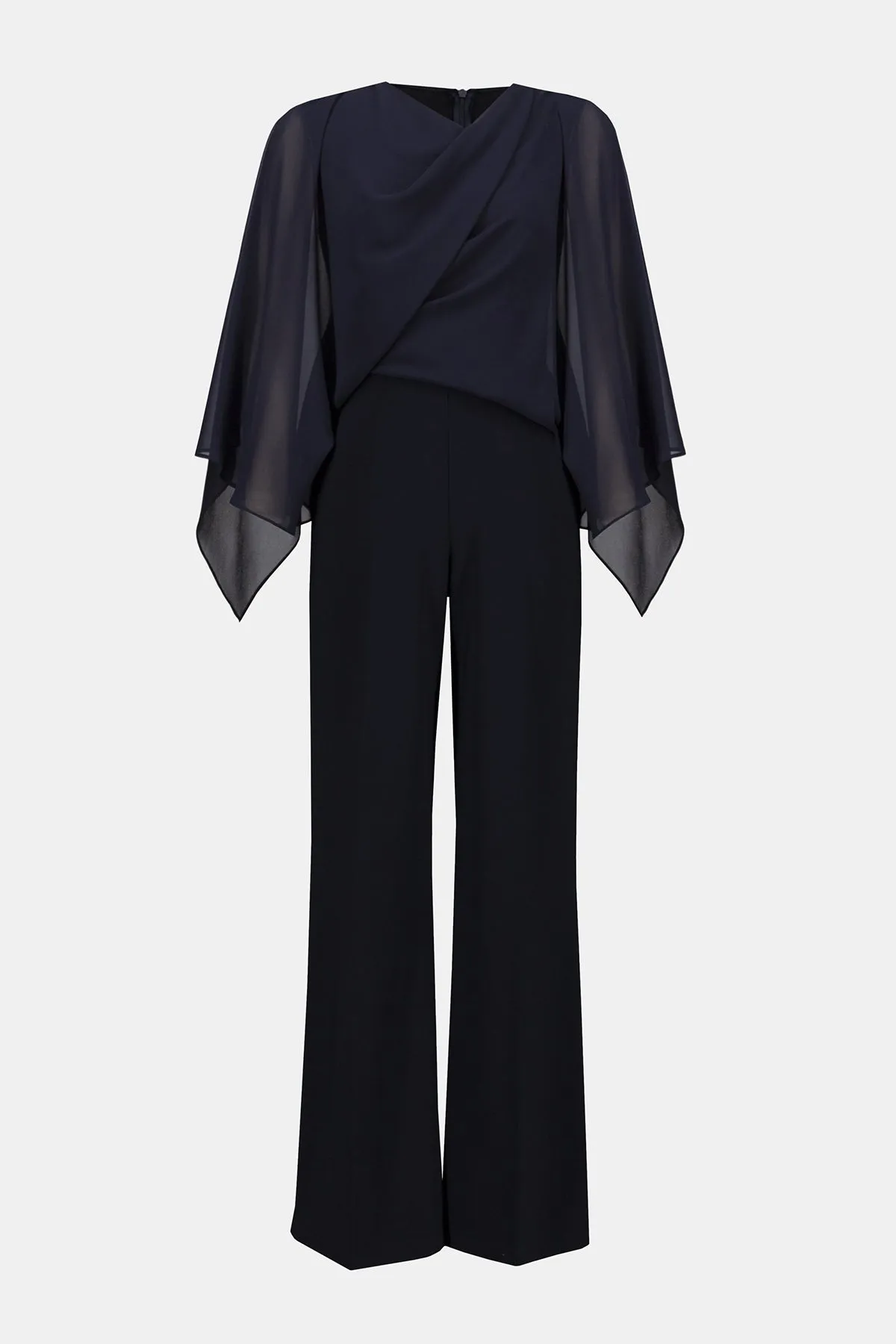 Silky Knit Wide Leg Jumpsuit with Chiffon Overlay sold by French Cuff product image thumbnail 5