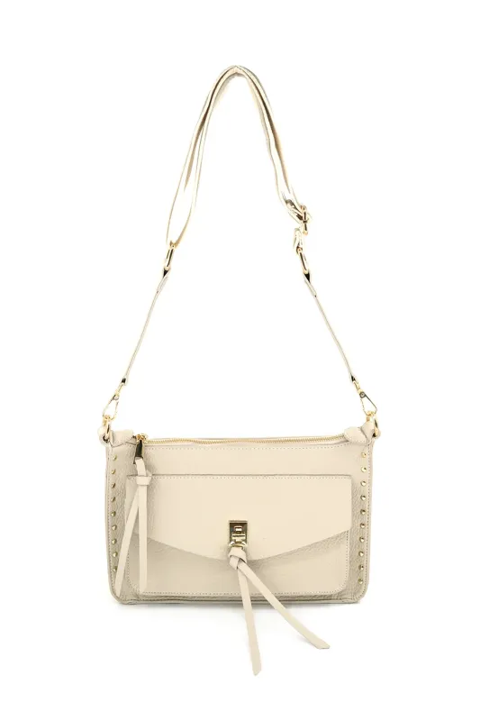 Studded Shoulder Bag with Toggle Front Pocket sold by French Cuff