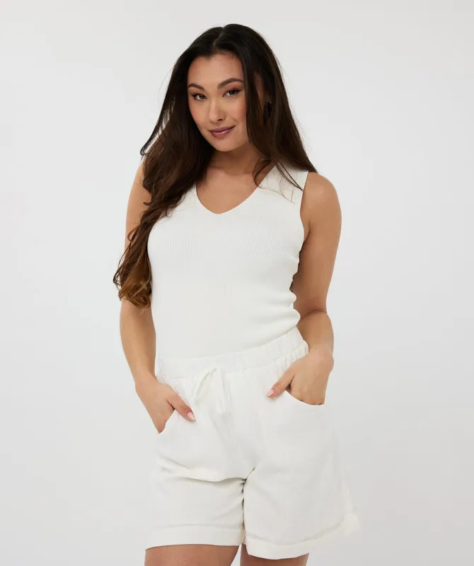 Rib V-Neck Top sold by French Cuff