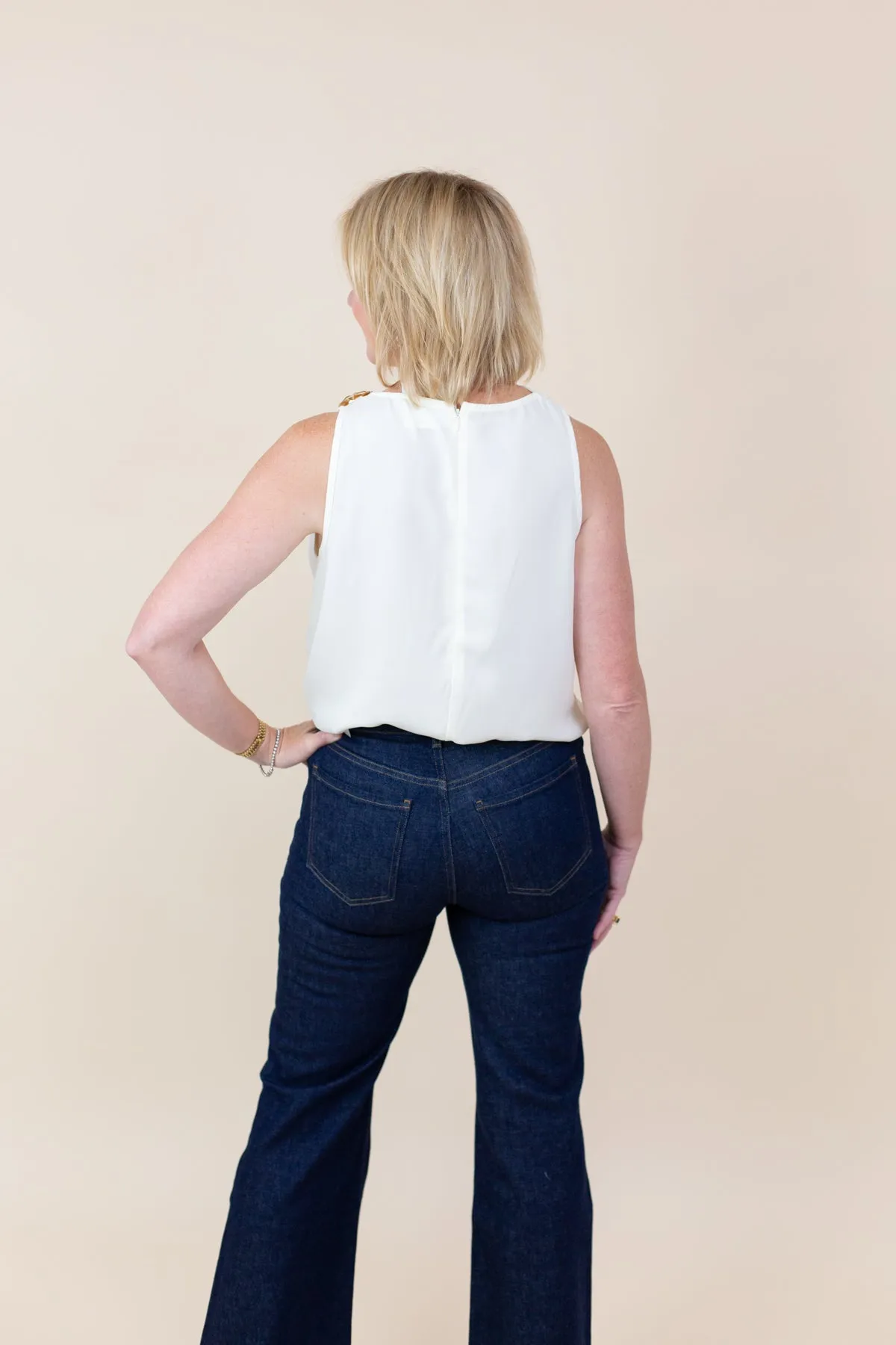 Sleeveless Cowl Neck Gold Ring Appliques Blouse sold by French Cuff product image thumbnail 3