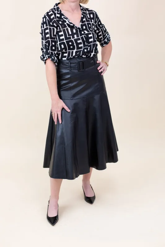 Leather Midi Skirt With Belt sold by French Cuff