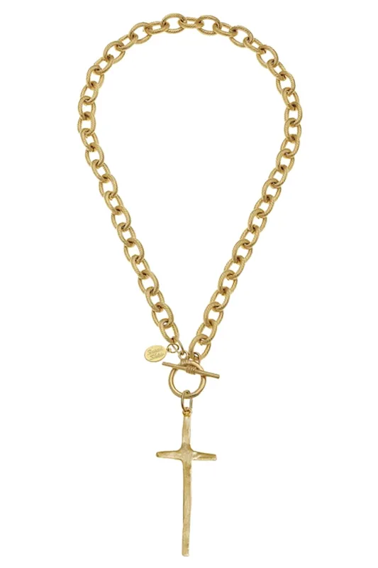 Elongated Cross Necklace made by French Cuff