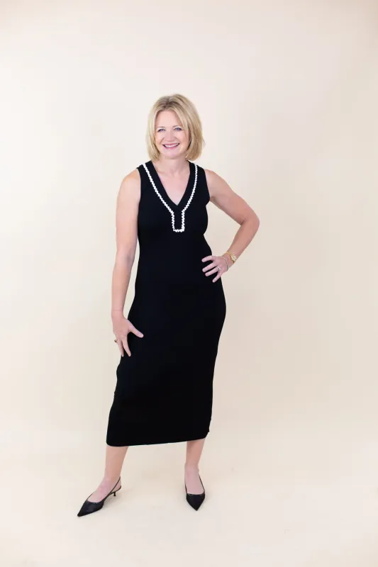 Contrast Embroidered Sweater Dress sold by French Cuff