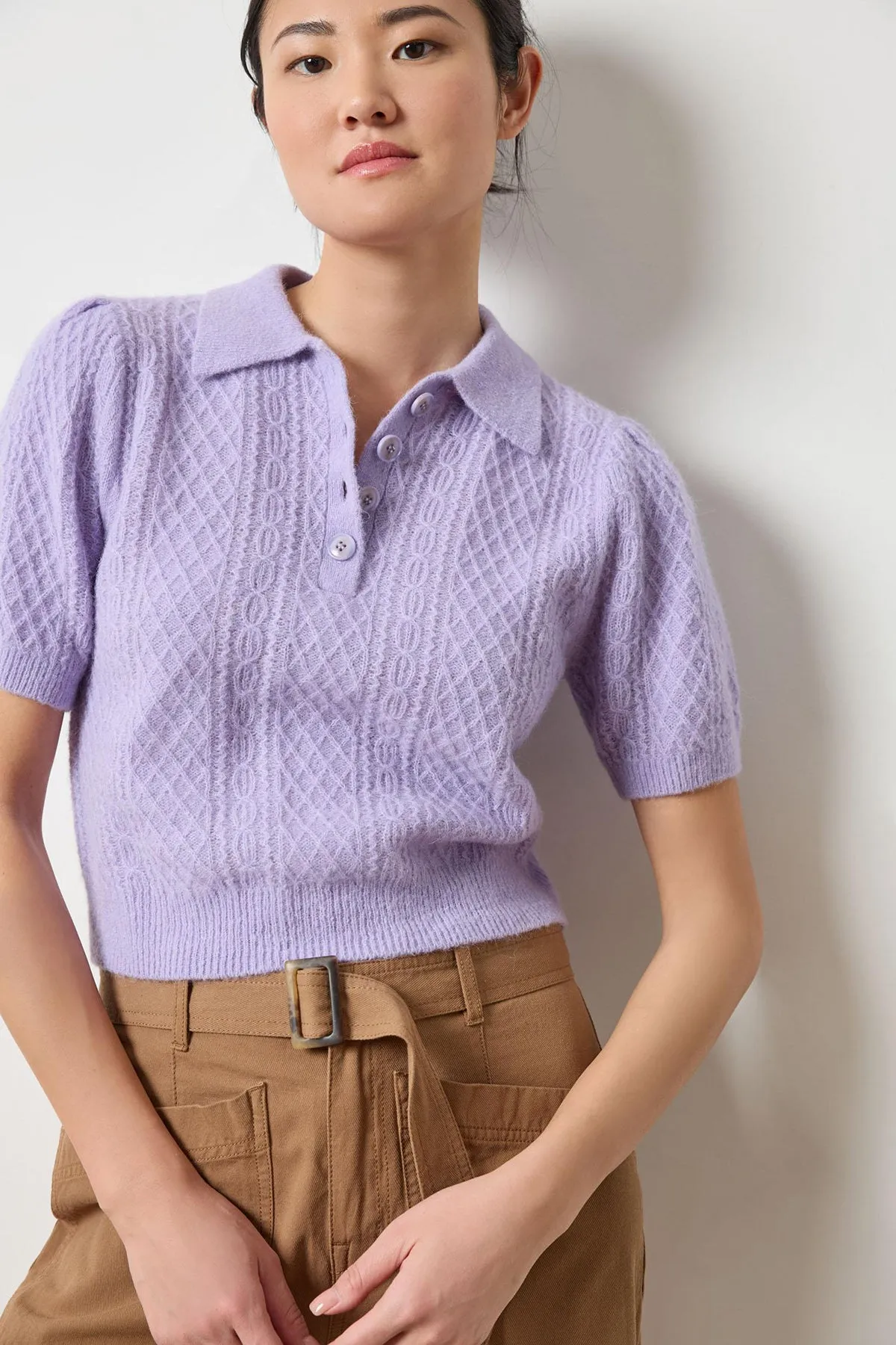 Mixed Stitch Elbow Sleeve Polo sold by French Cuff