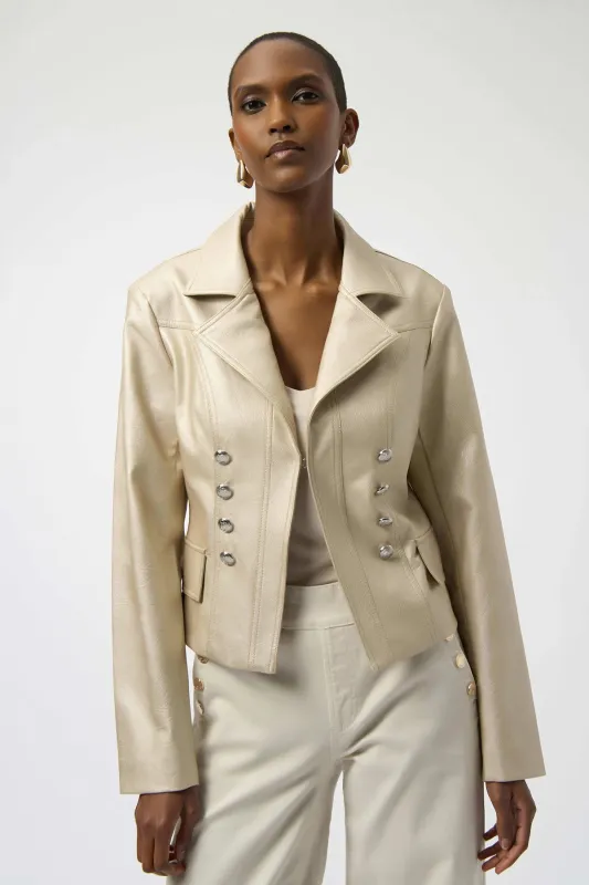 Leatherette Notched Collar Fitted Jacket sold by French Cuff