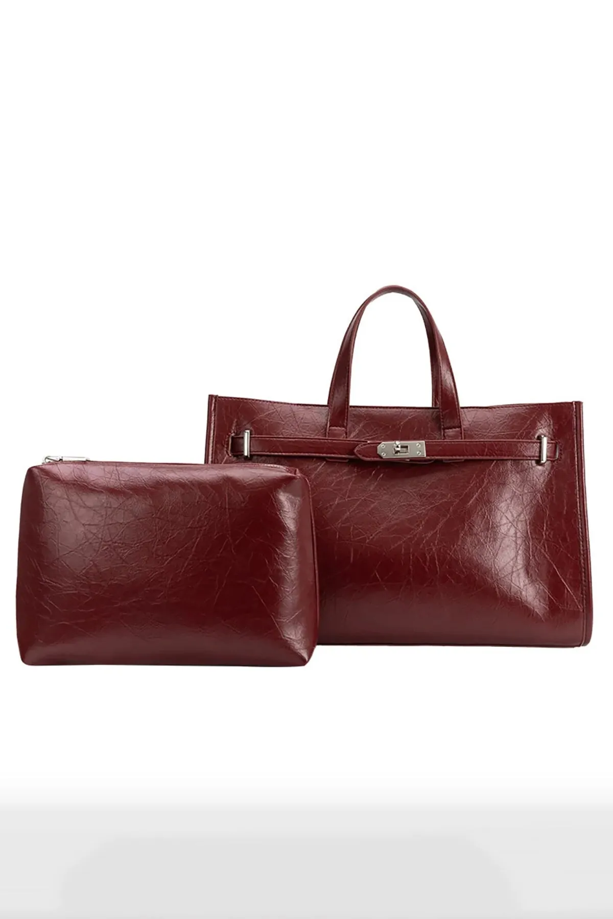 Sutton Burgundy Recycled Vegan Leather Tote Bag sold by French Cuff product image thumbnail 4