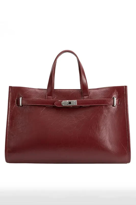 Sutton Burgundy Recycled Vegan Leather Tote Bag sold by French Cuff